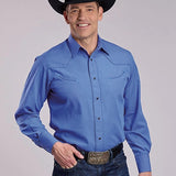 Roper 2925 Solid Broadcloth (Blue) - Men's Western Shirt