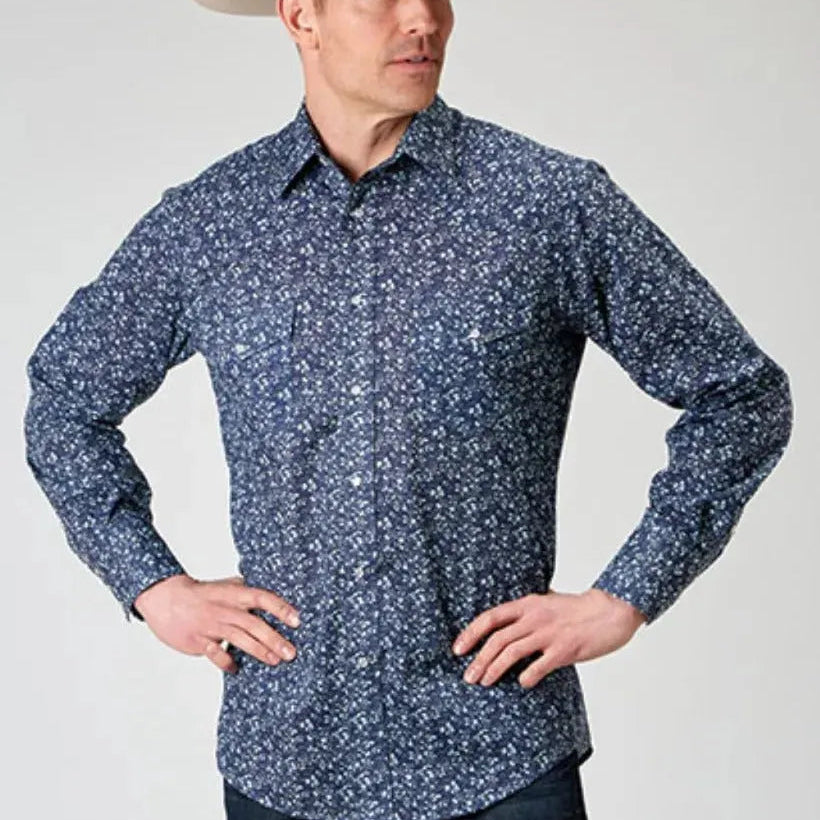 Roper Floral Print (Blue) - Men's Western Shirt - Hatcountry