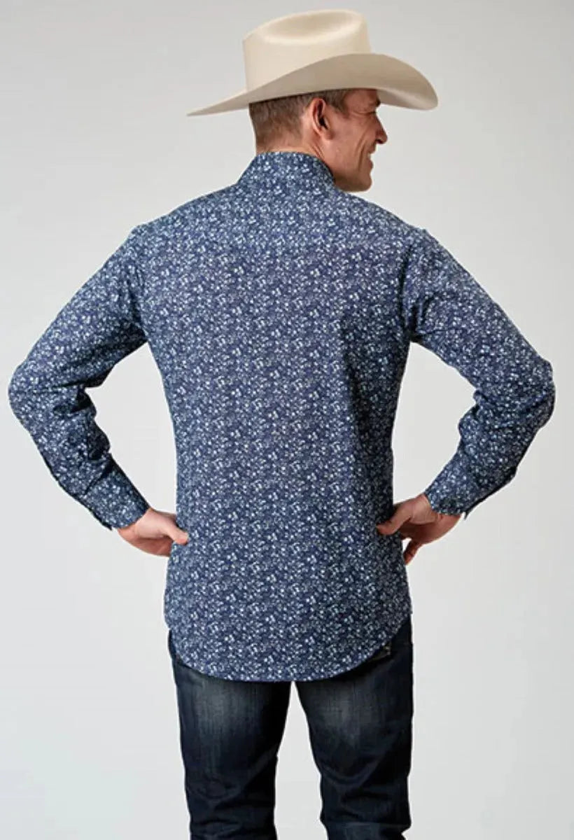 Roper Floral Print (Blue) - Men's Western Shirt - Hatcountry