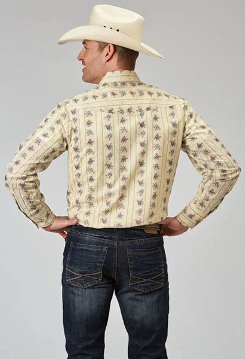 Roper Floral Stripe (Yellow) - Men's Western Shirt - Hatcountry