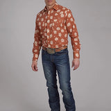 Roper 2282 Cream Floral (Orange) - Men's Western Shirt