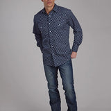 Roper 2284 White Squares (Navy) - Men's Western Shirt