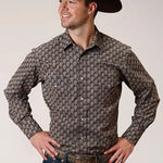 Roper Tear Drop Print (Brown) - Men's Western Shirt - Hatcountry