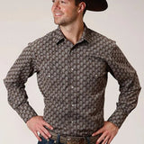 Roper Tear Drop Print (Brown) - Men's Western Shirt - Hatcountry