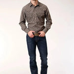 Roper Tear Drop Print (Brown) - Men's Western Shirt - Hatcountry