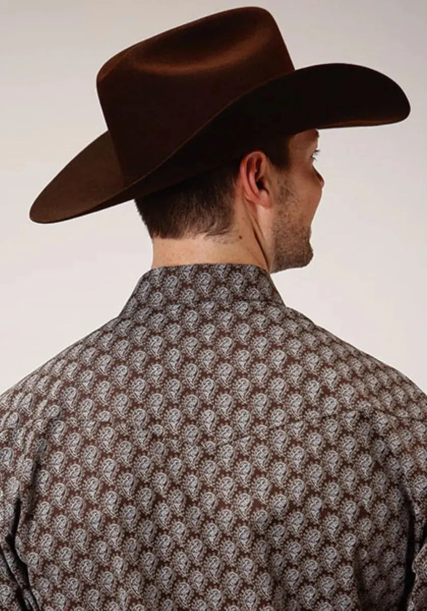 Roper Tear Drop Print (Brown) - Men's Western Shirt - Hatcountry