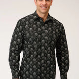 Roper 1200 Cream Floral (Black) - Men's Western Shirt