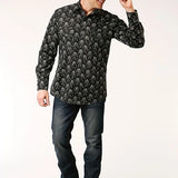 Roper 1200 Cream Floral (Black) - Men's Western Shirt