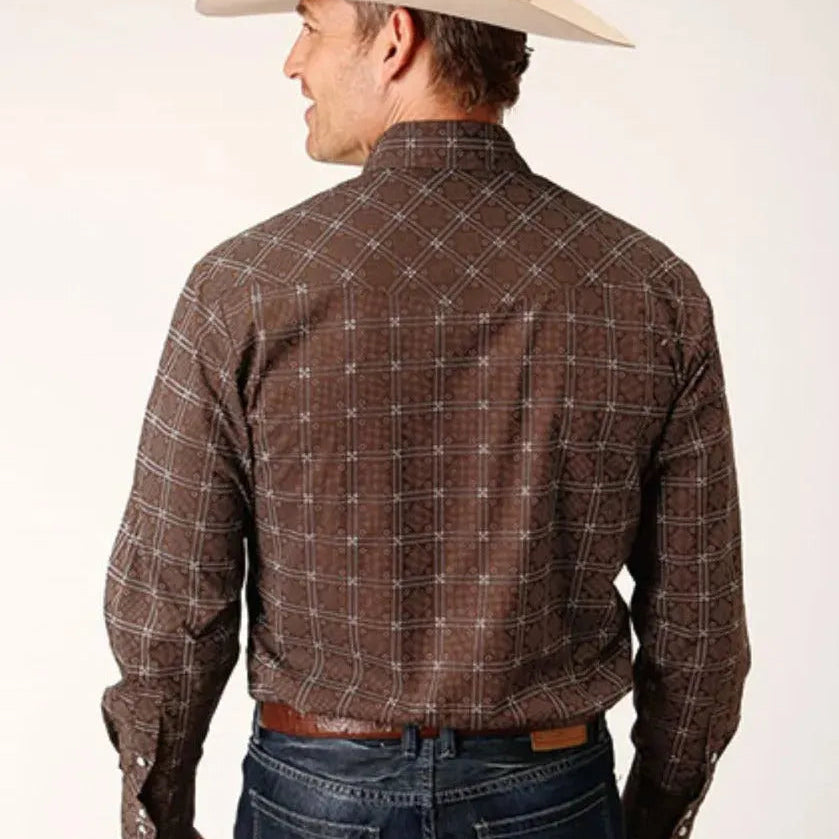 Roper Retro Print (Brown) - Men's Western Shirt - Hatcountry