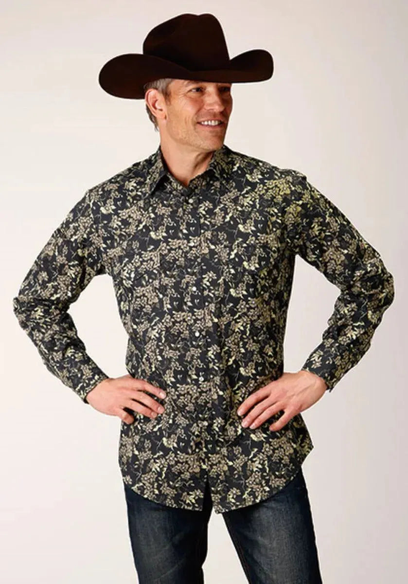 Roper Vintage Dark Floral (Black) - Men's Western Shirt - Hatcountry
