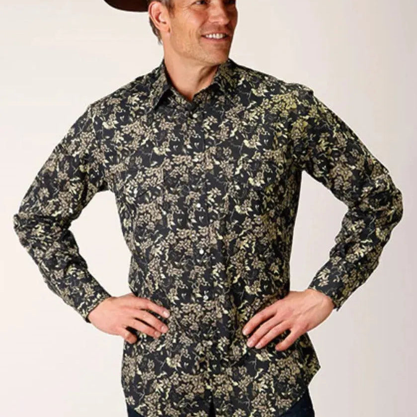 Roper Vintage Dark Floral (Black) - Men's Western Shirt - Hatcountry