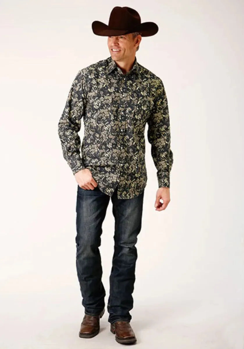 Roper Vintage Dark Floral (Black) - Men's Western Shirt - Hatcountry
