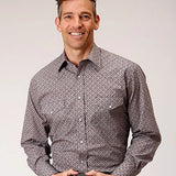 Roper 1888 Retro Print (Wine) - Men's Western Shirt
