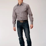 Roper 1888 Retro Print (Wine) - Men's Western Shirt