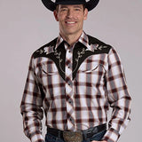 Roper 3279 Plaid (Wine/Black/Tan) - Men's Western Shirt