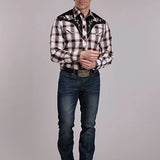 Roper 3279 Plaid (Wine/Black/Tan) - Men's Western Shirt
