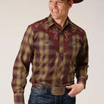 Roper Redwood Ripple (Brown) - Men's Western Shirt (Closeout) - Hatcountry
