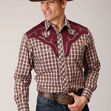 Roper 1207 Small Plaid (Wine) - Men's Western Shirt