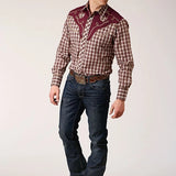 Roper 1207 Small Plaid (Wine) - Men's Western Shirt