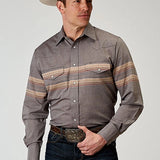 Roper 1965 Border Stripe (Grey) - Men's Western Shirt