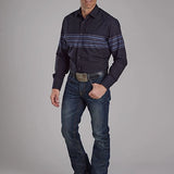 Roper 2115 Border Stripe (Black) - Men's Western Shirt