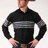 Roper 1203 Border Stripe (Black) - Men's Western Shirt