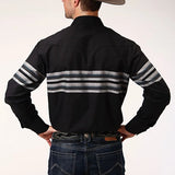 Roper 1203 Border Stripe (Black) - Men's Western Shirt