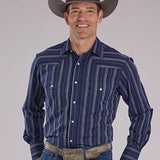 Roper 2477 Brown Stripe (Navy) - Men's Western Shirt