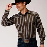 Roper 1890 Chocolate Stripe (Brown) - Men's Western Shirt