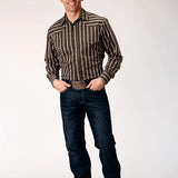 Roper 1890 Chocolate Stripe (Brown) - Men's Western Shirt
