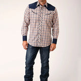 Roper 1506 Windowpane Plaid (Navy) - Men's Western Shirt