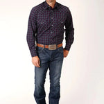 Roper Windowpane Plaid (Blue) - Men's Western Shirt - Hatcountry