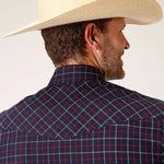 Roper Windowpane Plaid (Blue) - Men's Western Shirt - Hatcountry