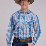Roper 2898 Woven Plaid (Blue) - Men's Western Shirt
