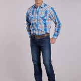Roper 2898 Woven Plaid (Blue) - Men's Western Shirt
