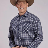 Roper 2900 Pointed Plaid (Navy) - Men's Western Shirt