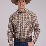 Roper 2905 Woven Plaid (Brown) - Men's Western Shirt