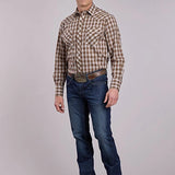 Roper 2905 Woven Plaid (Brown) - Men's Western Shirt