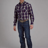 Roper 2103 Woven Plaid (Blue) - Men's Western Shirt