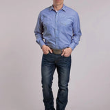 Roper 3031 Wide Stripe (Blue) - Men's Western Shirt