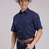 Roper 2895 Diamond Dots (Navy) - Men's Short Sleeve Western Shirt