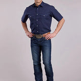 Roper 2895 Diamond Dots (Navy) - Men's Short Sleeve Western Shirt