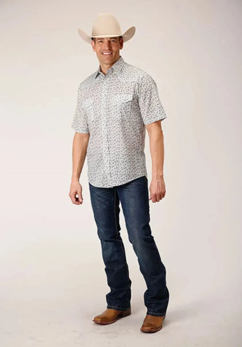 Roper Mini Floral Print (Blue) - Men's Western Shirt - Hatcountry