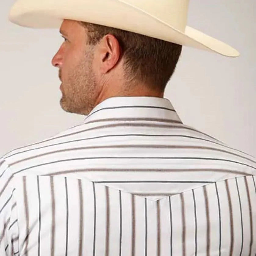 Roper Wide Stripe (Brown) - Men's Western Shirt - Hatcountry