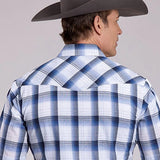 Roper 2899 White Plaid (Blue) - Men's Short Sleeve Western Shirt
