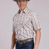 Roper 2902 Orange Plaid (Cream) - Men's Short Sleeve Western Shirt