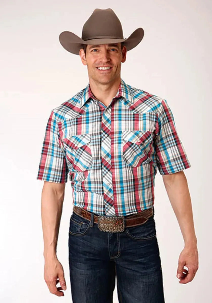 Roper Lone Star Lagoon (White) - Men's Western Shirt - Hatcountry