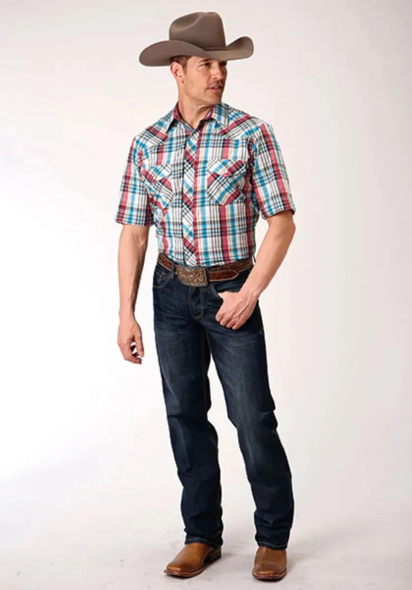 Roper Lone Star Lagoon (White) - Men's Western Shirt - Hatcountry