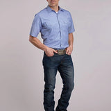 Roper 80/20 Stripes (Blue) - Men's Short Sleeve Western Shirt