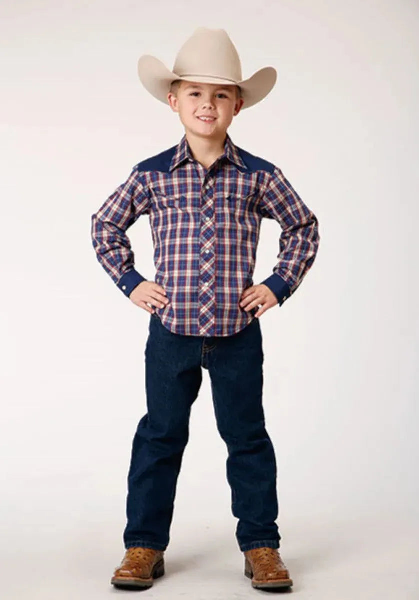 Roper Little Trailblazer (Blue) - Boy's Western Shirt - Hatcountry